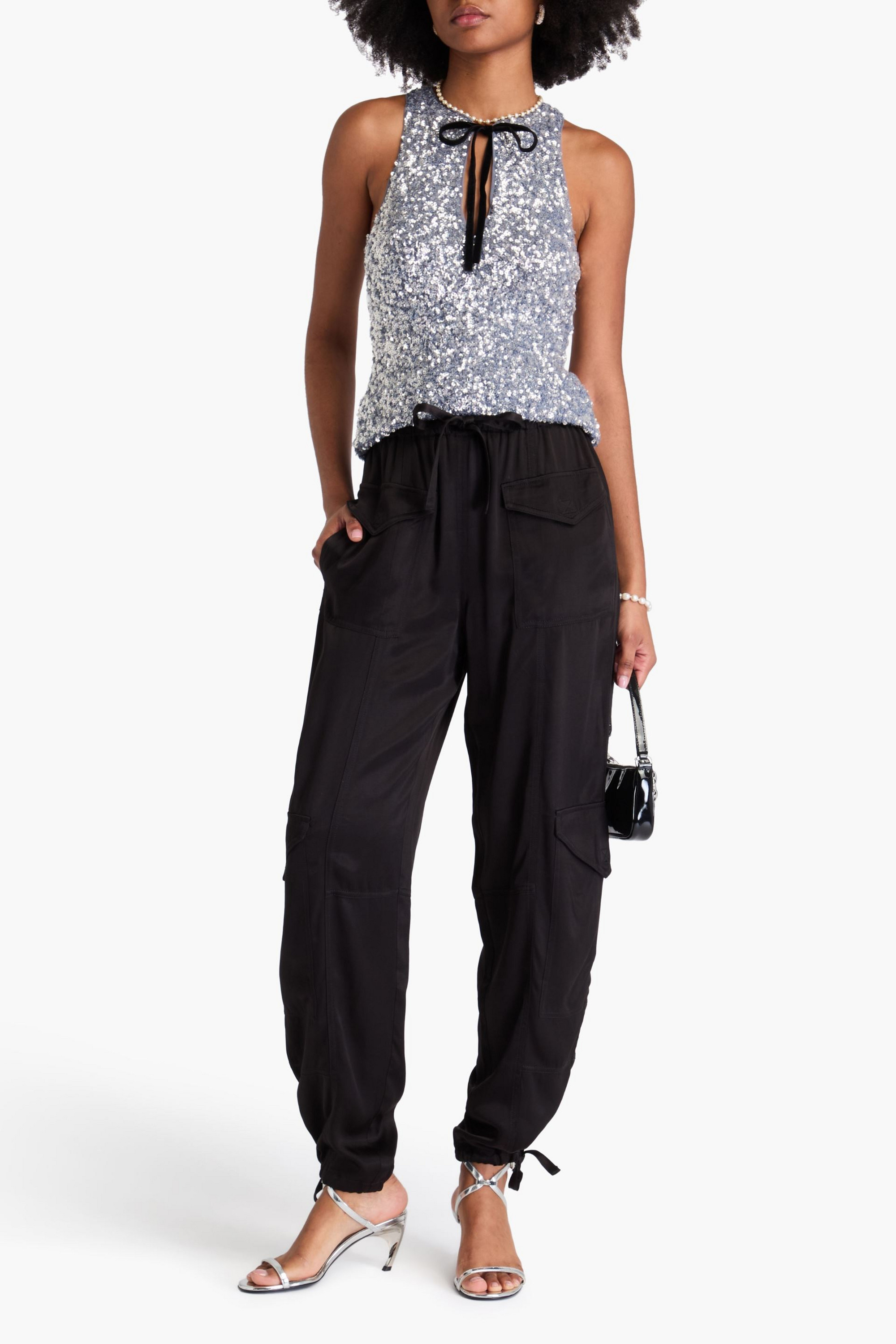 GANNI Cupro and ECOVERO™-blend satin cargo pants