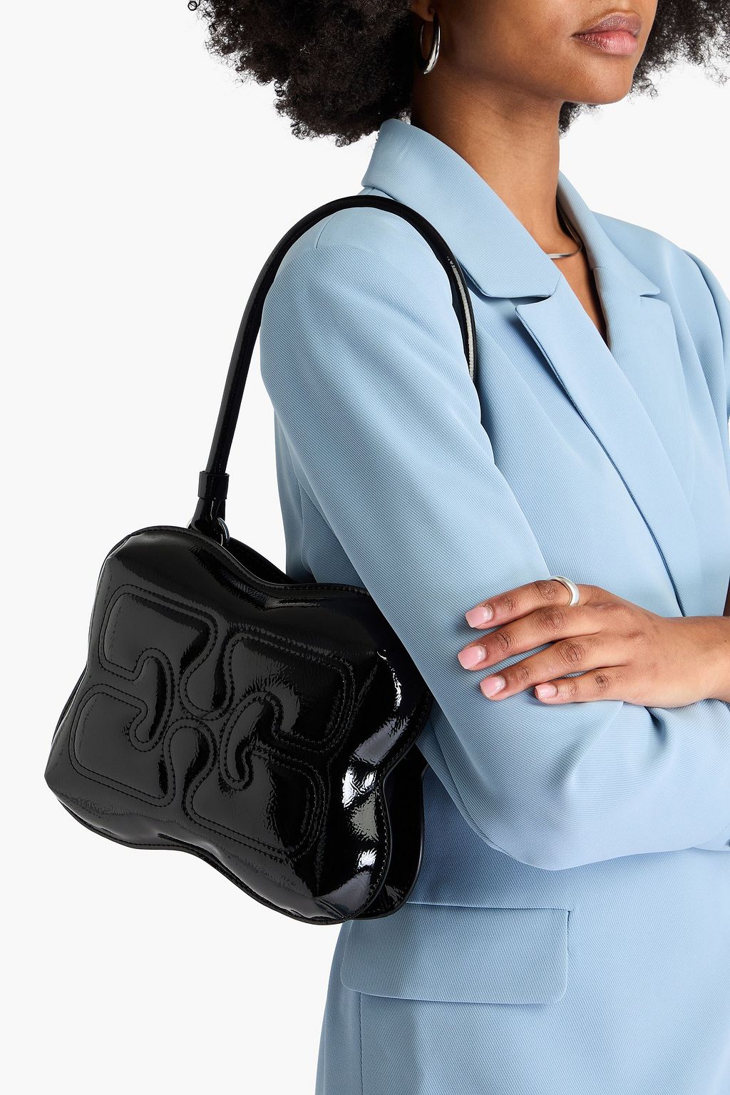 GANNI Butterfly leather-blend shoulder bag