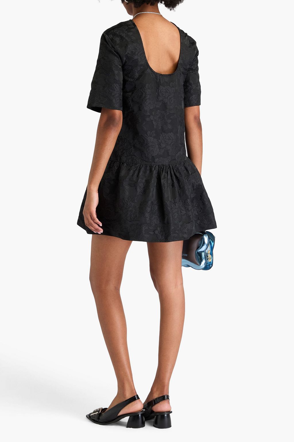 GANNI Floral-jacquard mini dress