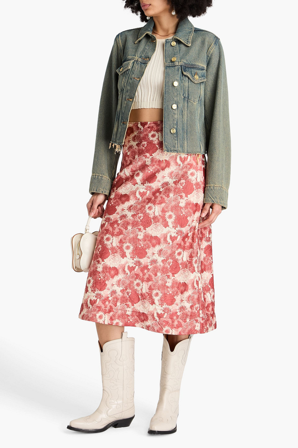 Ganni Denim Jacket In Multi