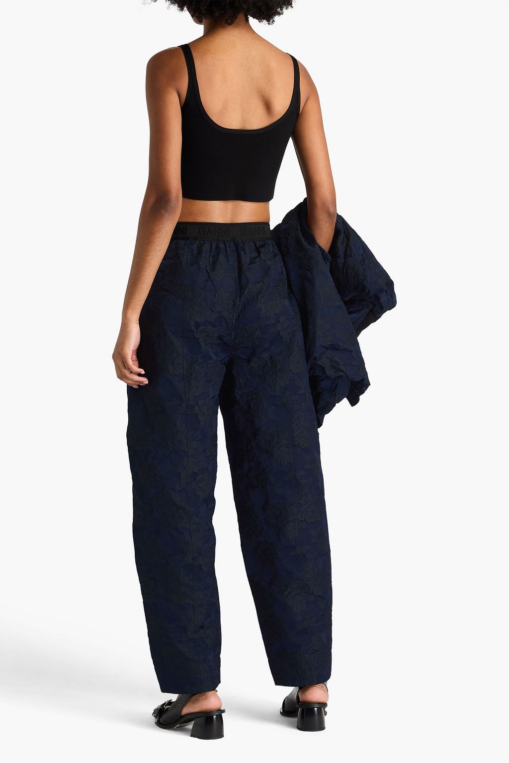 GANNI Karottenhose aus floralem Jacquard