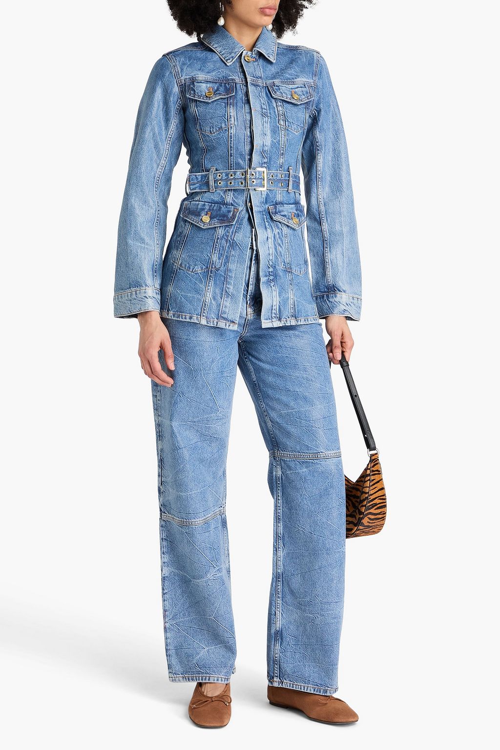 GANNI Belted denim jacket