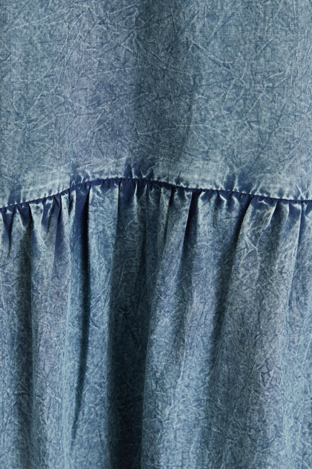 GANNI Gathered cotton-poplin midi dress