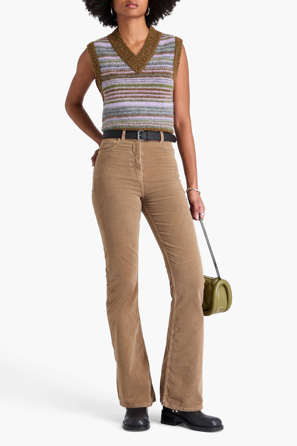 Ganni Corduroy Flared Pants In Multi