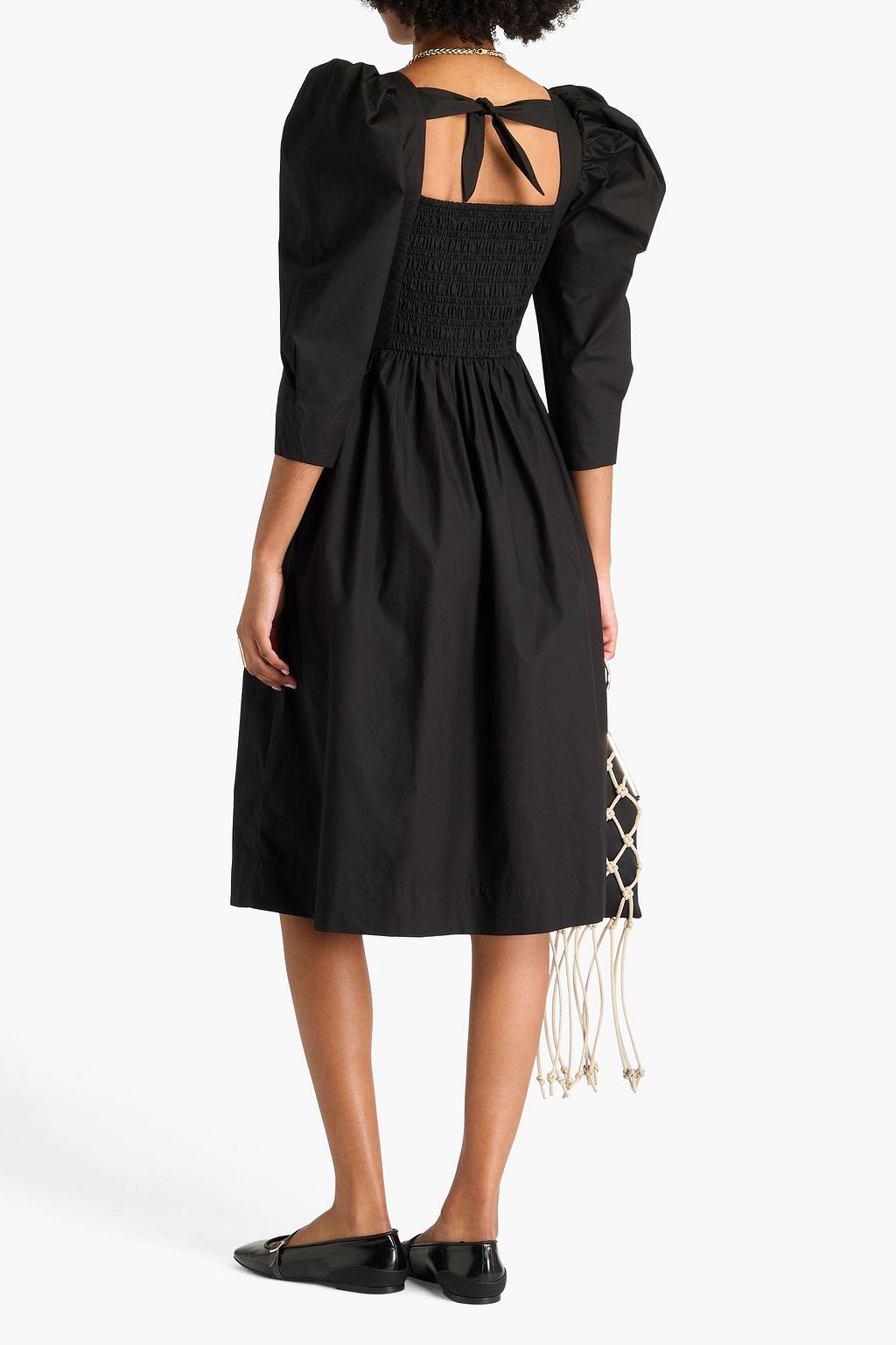 GANNI Cutout cotton-poplin dress
