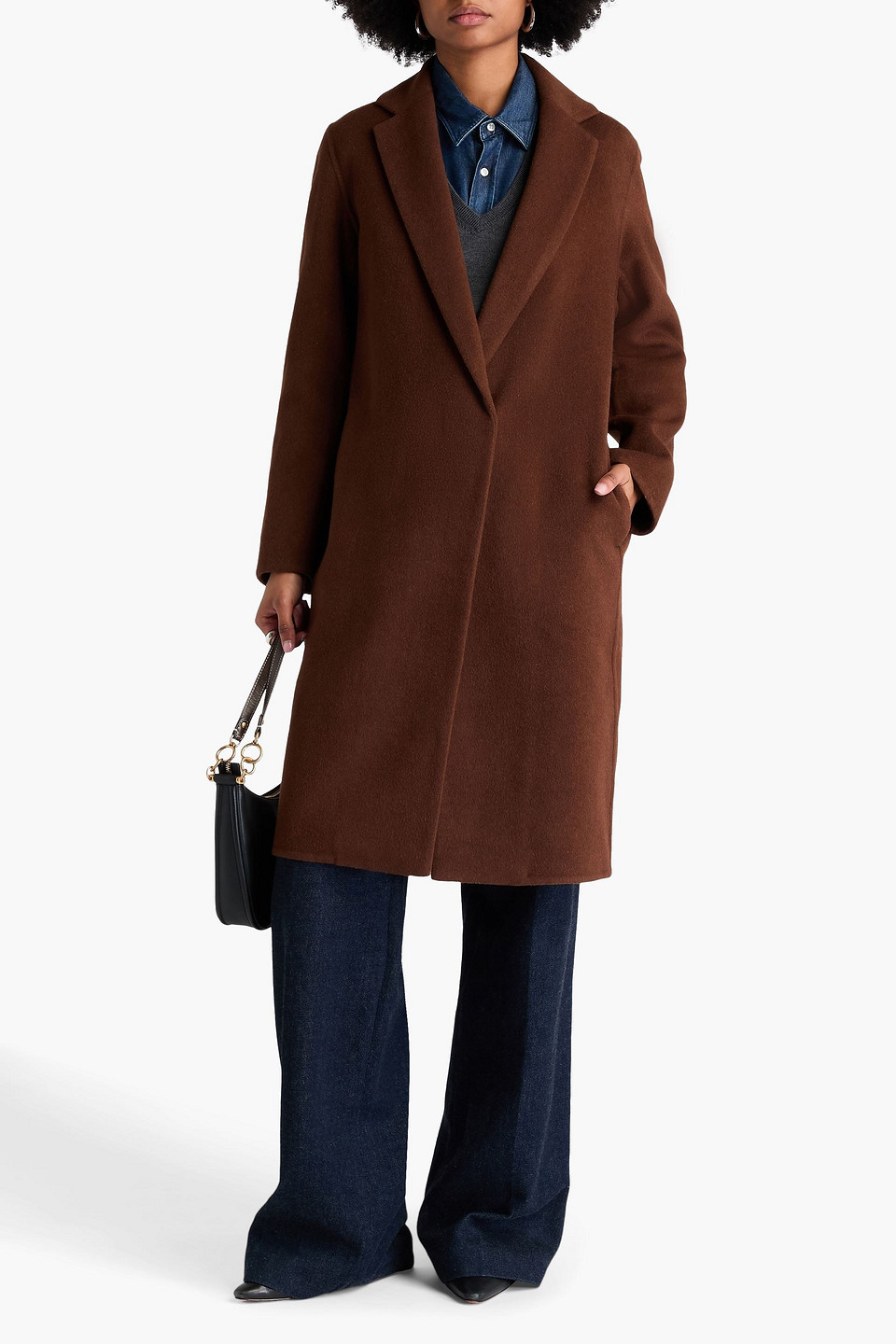  Vince. - Brushed Wool-blend Felt Coat - Brown - Xs 