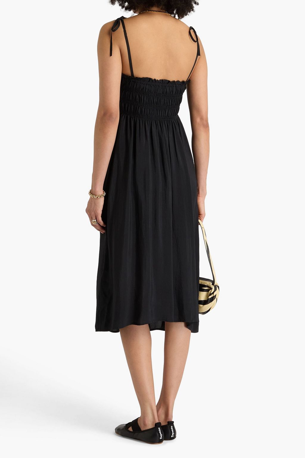 GANNI Shirred satin midi dress