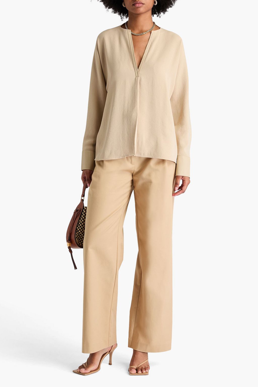 VINCE. Bluse aus glänzendem Crêpe