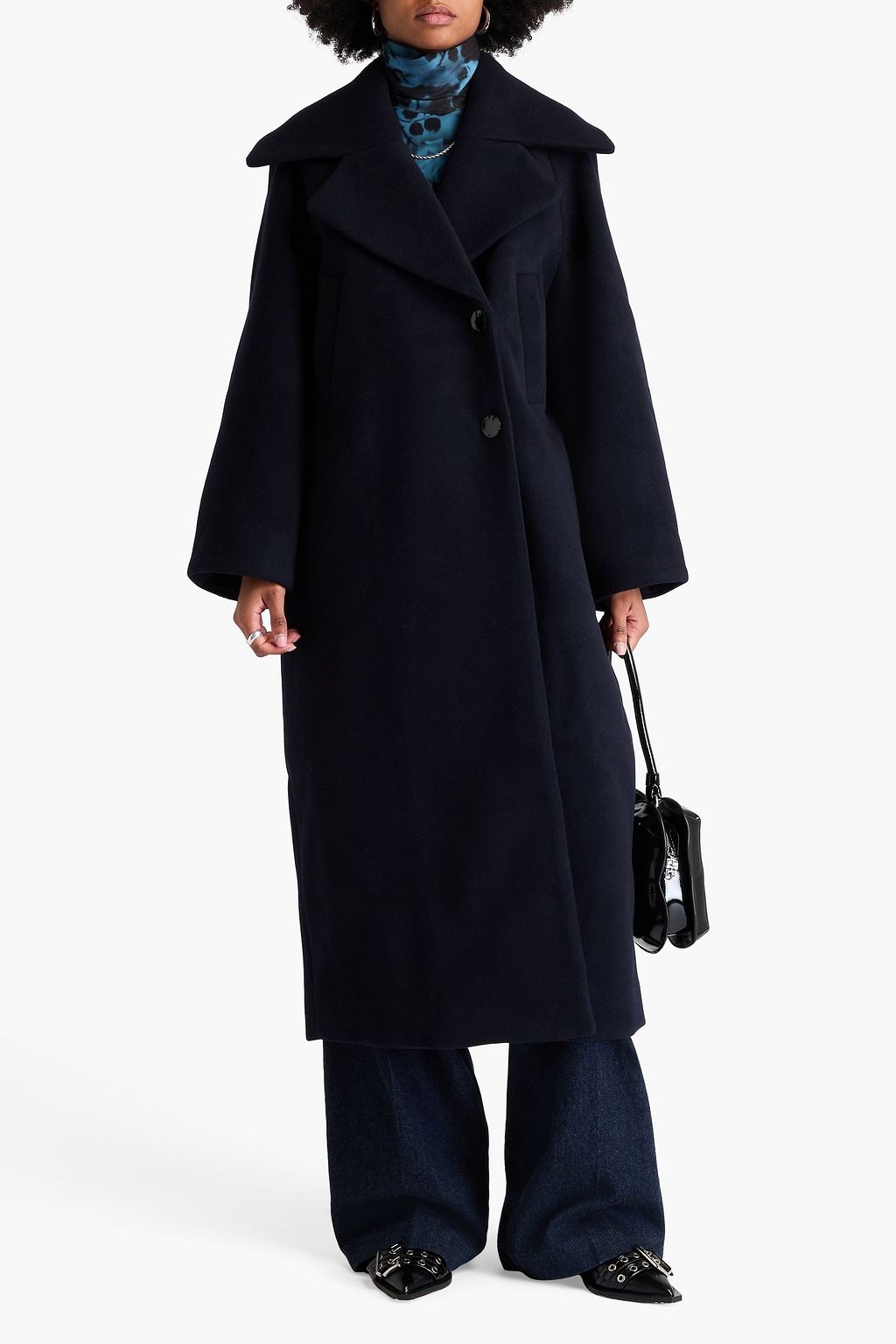 GANNI Wool-blend felt coat