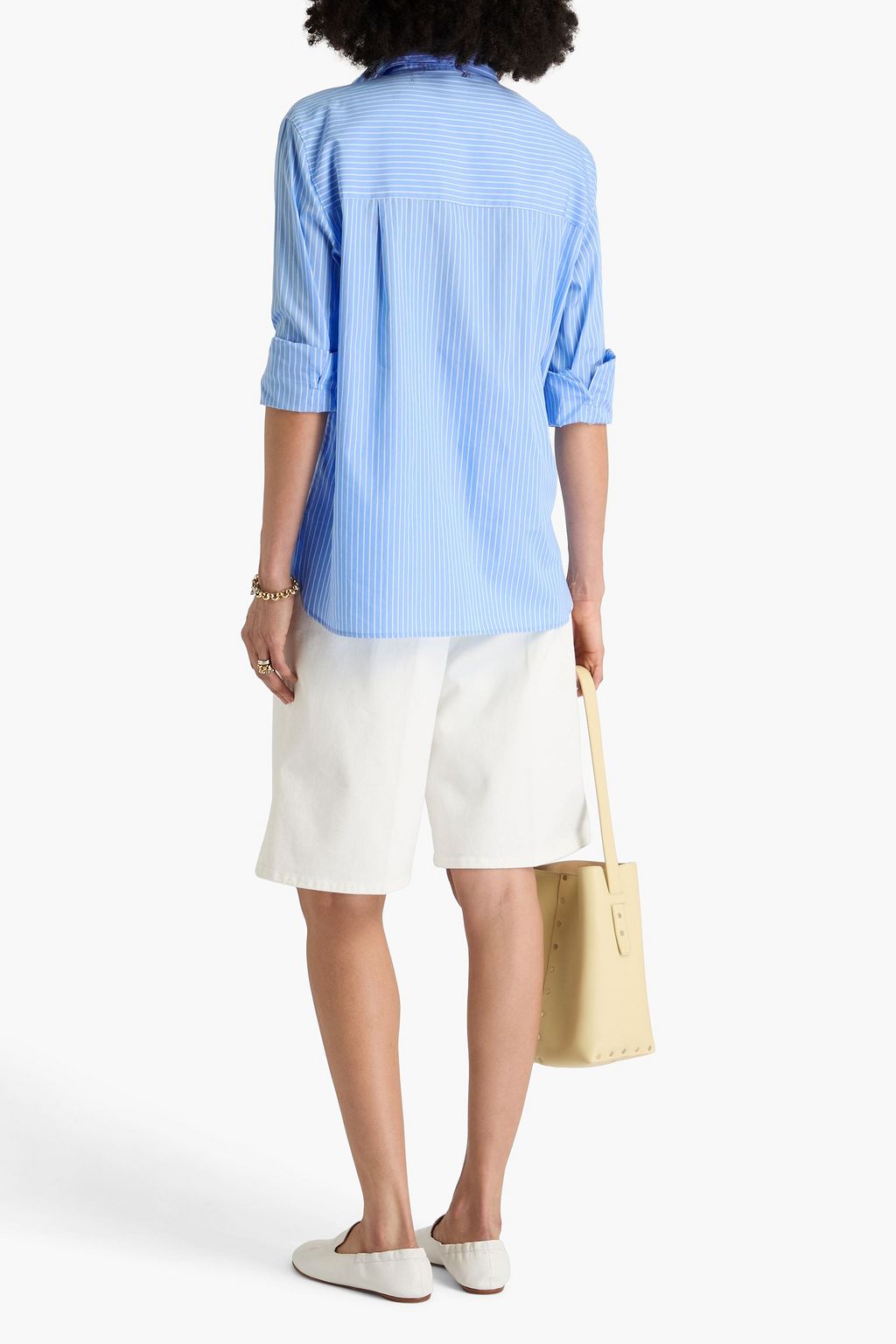 VINCE. Striped cotton-poplin shirt