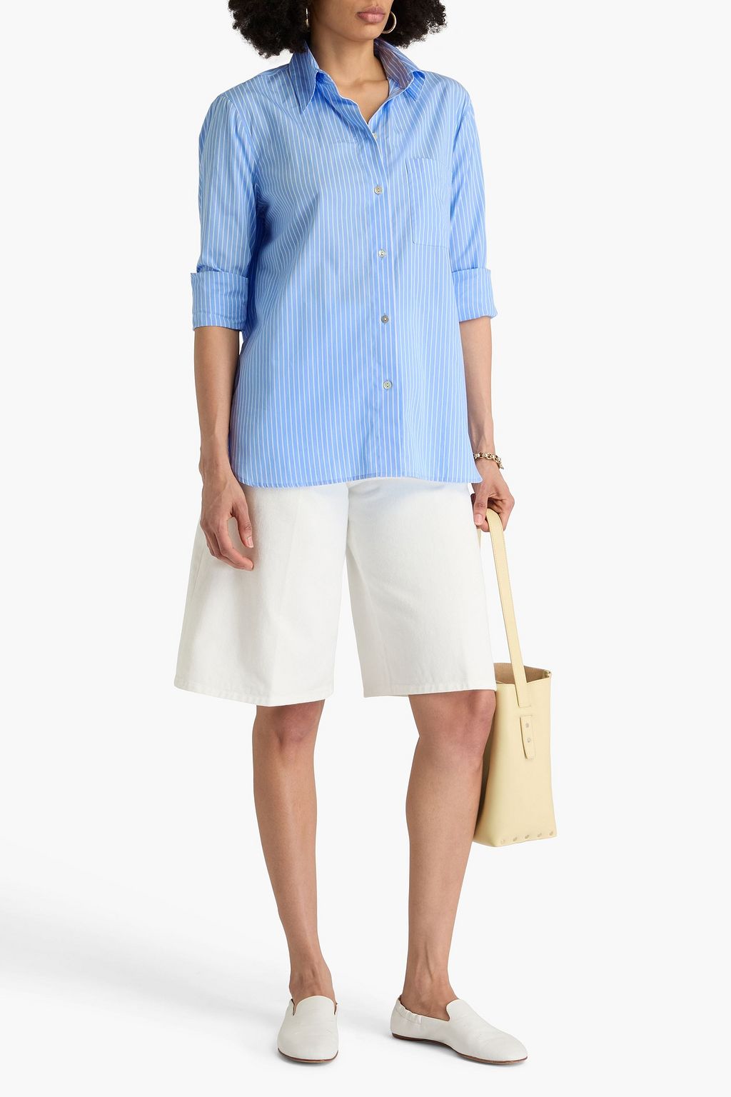 VINCE. Striped cotton-poplin shirt