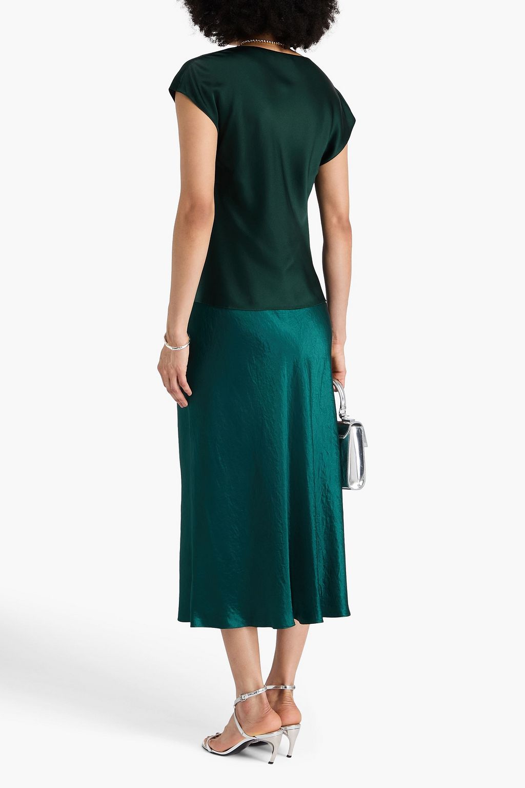 VINCE. Draped silk-satin crepe top