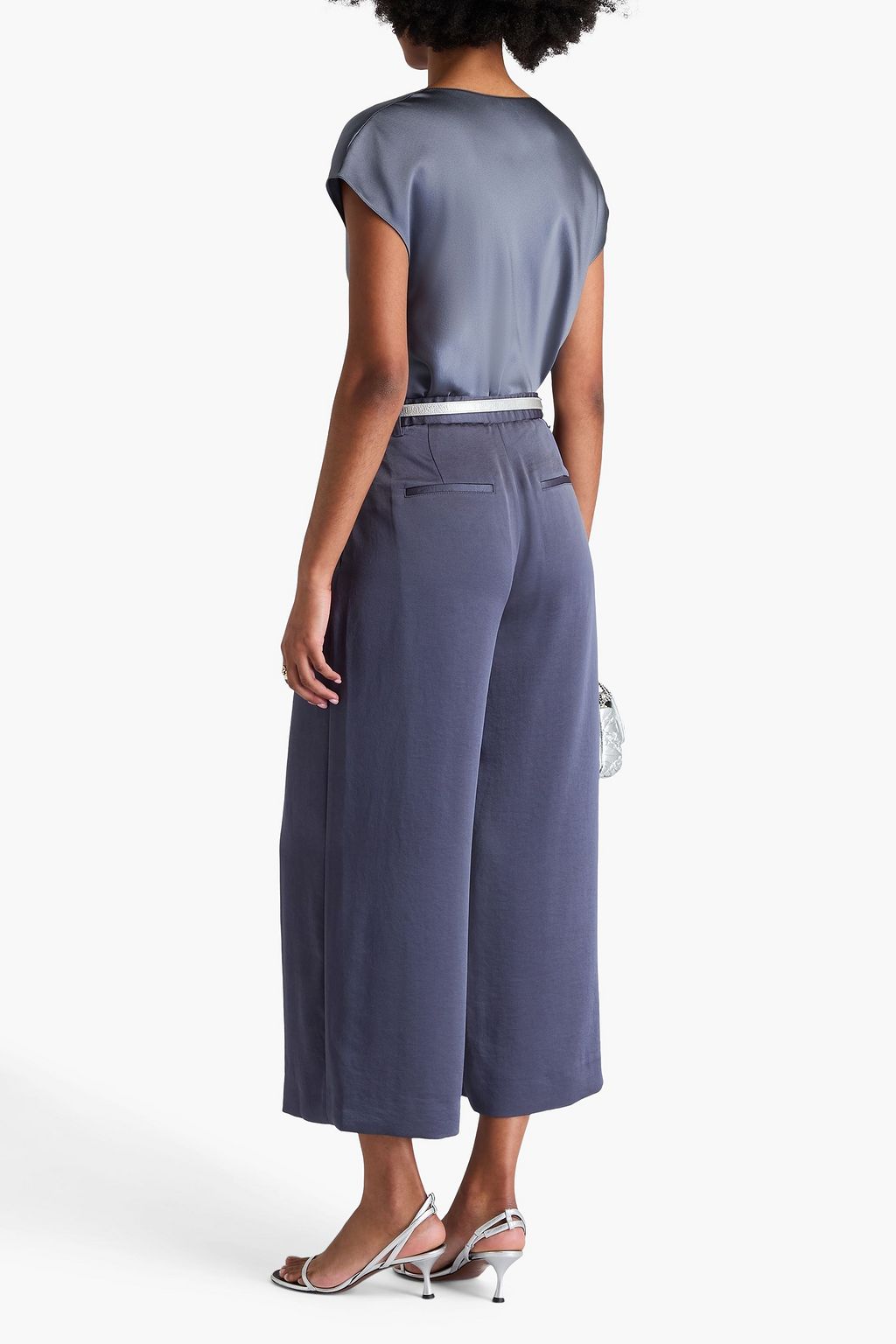 VINCE. Draped silk-satin crepe top