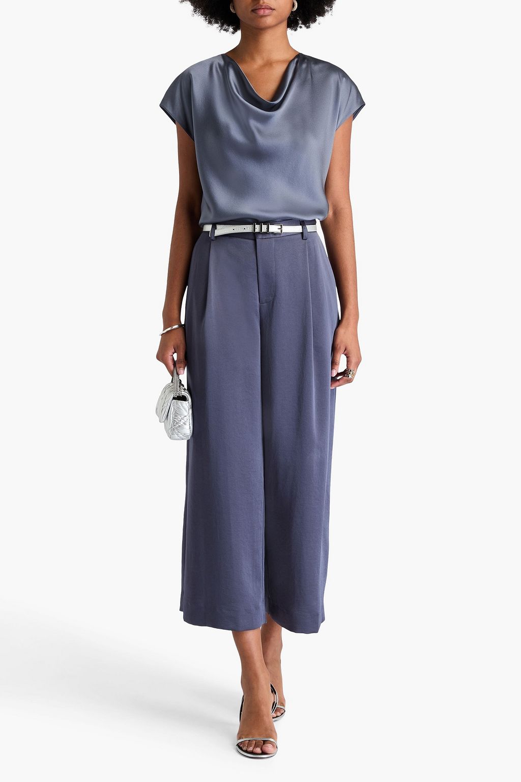 VINCE. Draped silk-satin crepe top