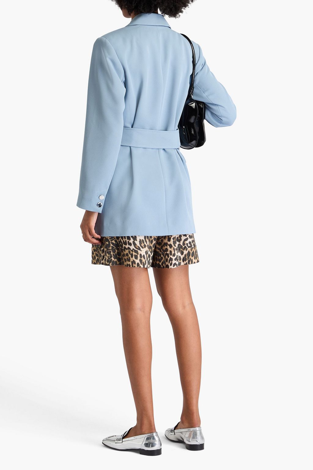 GANNI Double-breasted ribbed jersey blazer
