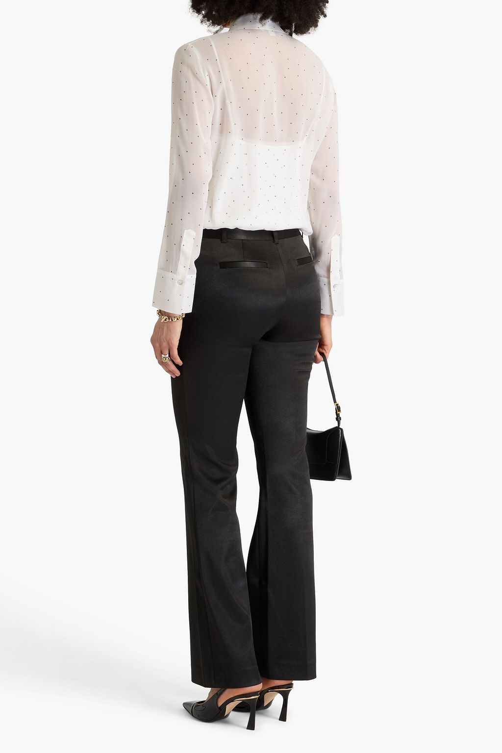 VINCE. Hemd aus Seiden-Georgette mit Polka-Dots