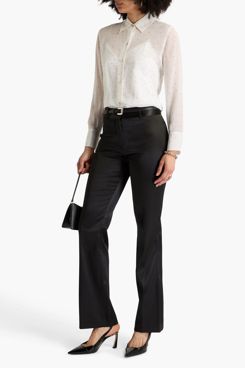 VINCE. Hemd aus Seiden-Georgette mit Polka-Dots