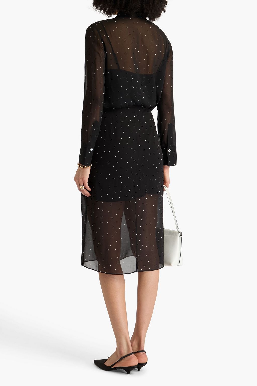 VINCE. Hemd aus Seiden-Georgette mit Polka-Dots