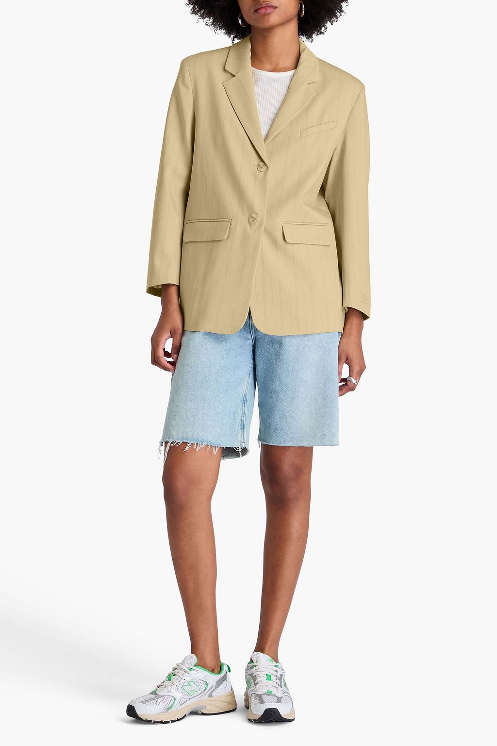 GANNI Pinstriped twill blazer