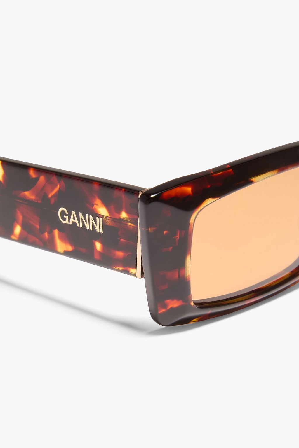 GANNI Rectangle-frame tortoiseshell acetate sunglasses