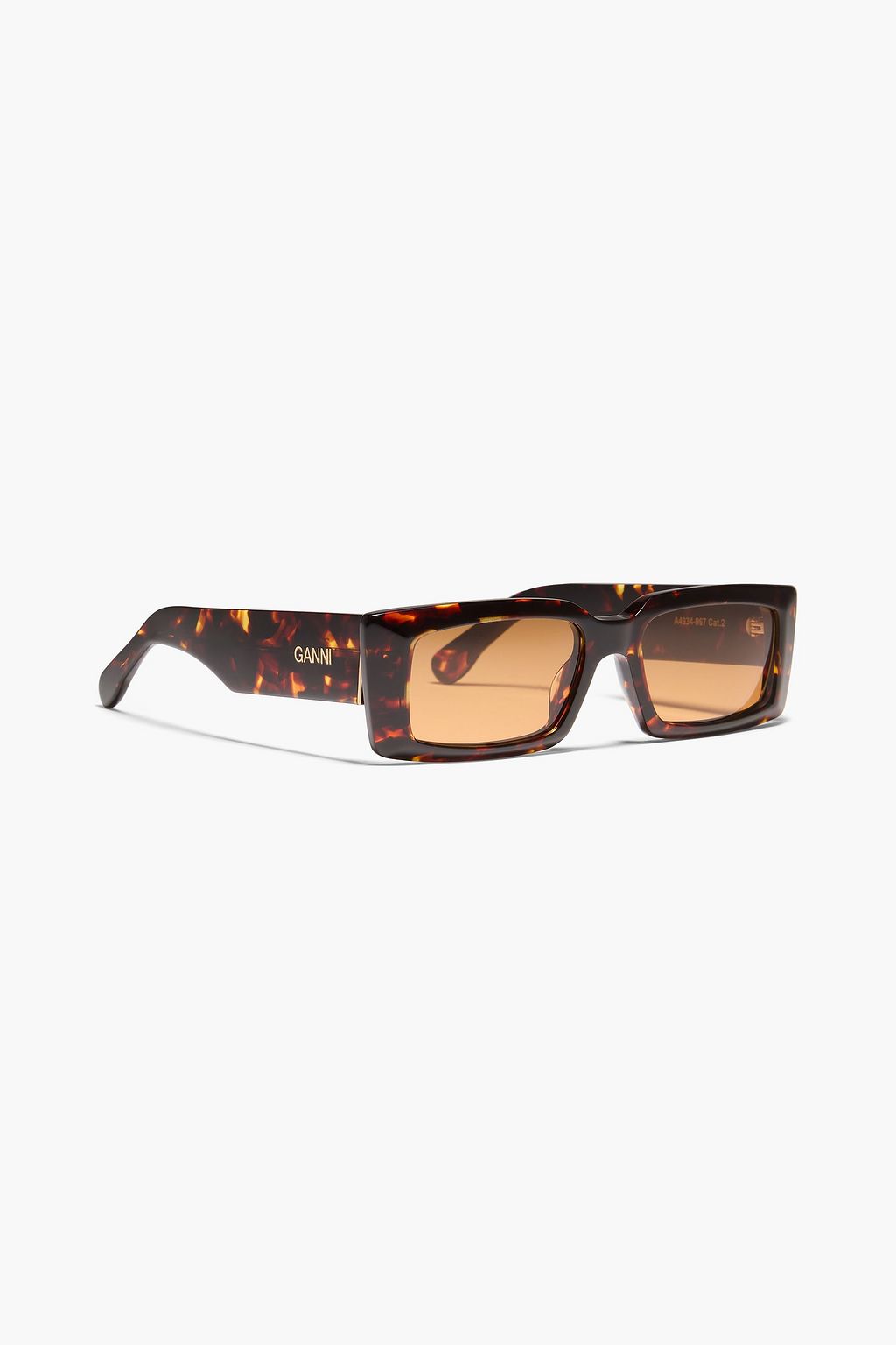 GANNI Rectangle-frame tortoiseshell acetate sunglasses