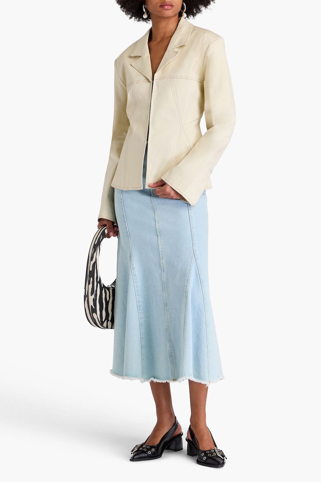 GANNI Herringbone cotton-blend jacket