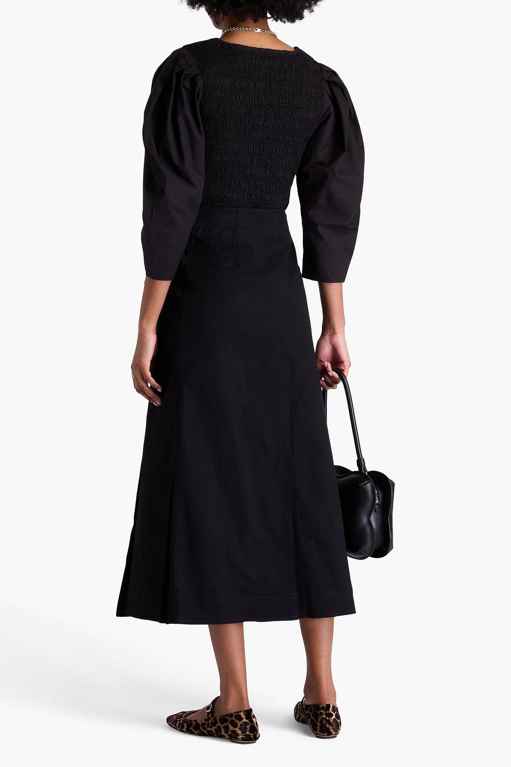 GANNI Stretch-cotton midi wrap skirt