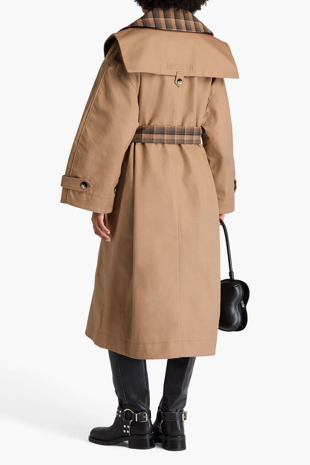 GANNI Trenchcoat aus Baumwoll-Twill mit Karomuster