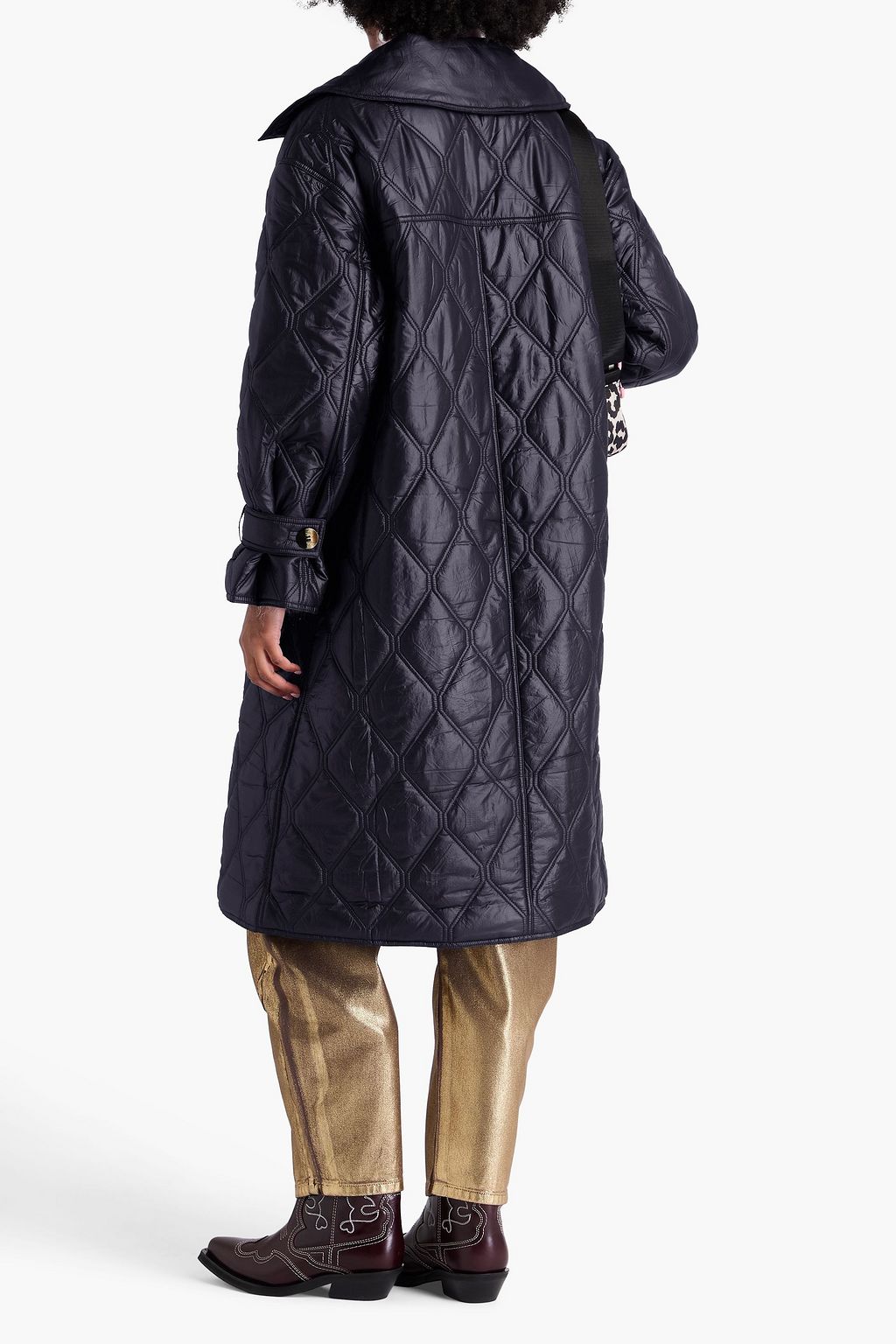 GANNI Double-breasted quilted shell coat