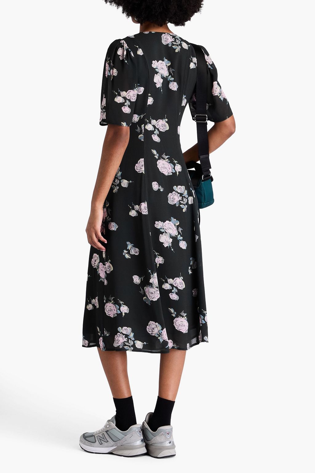 GANNI Floral-print crepe midi wrap dress