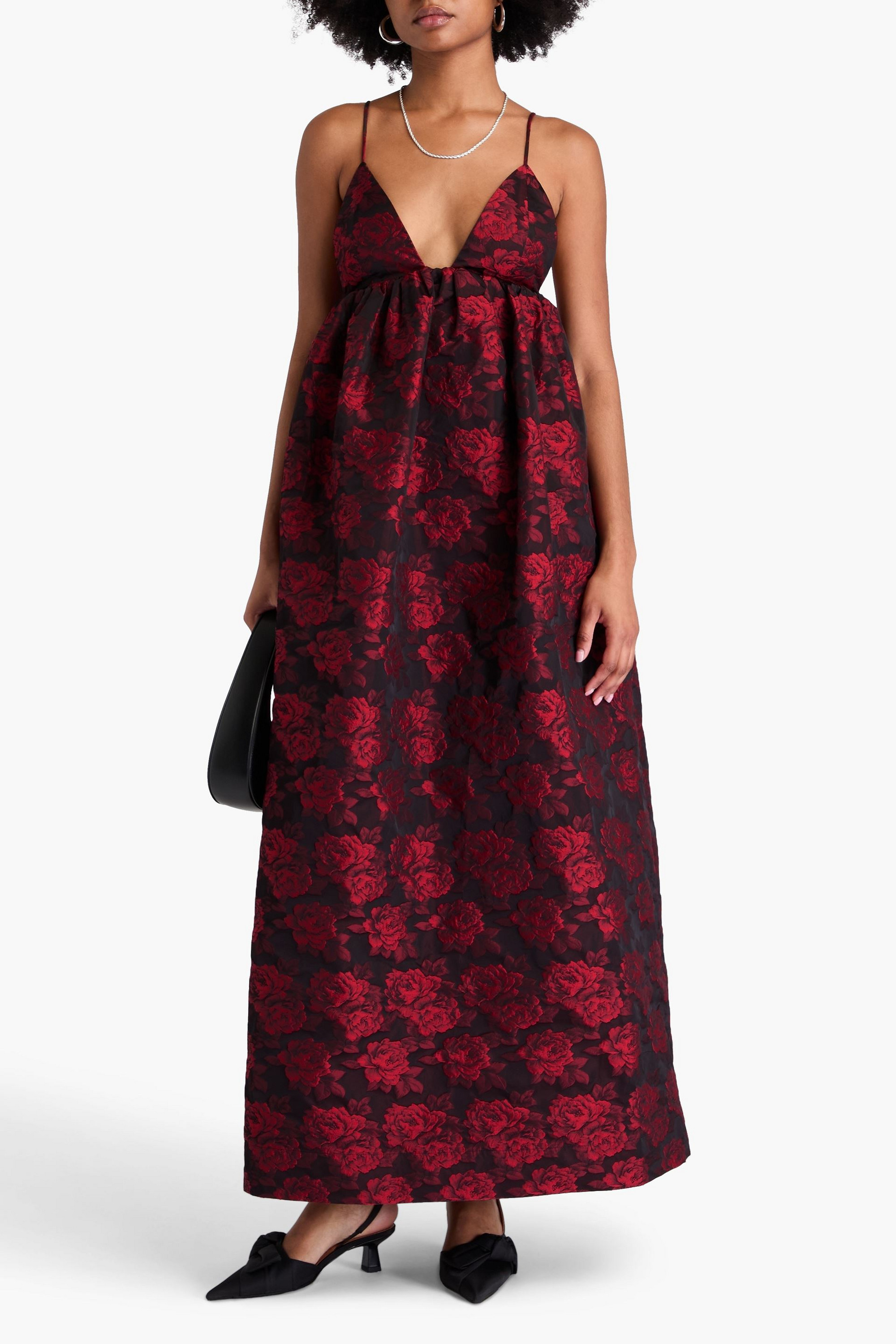 GANNI Floral-jacquard maxi dress