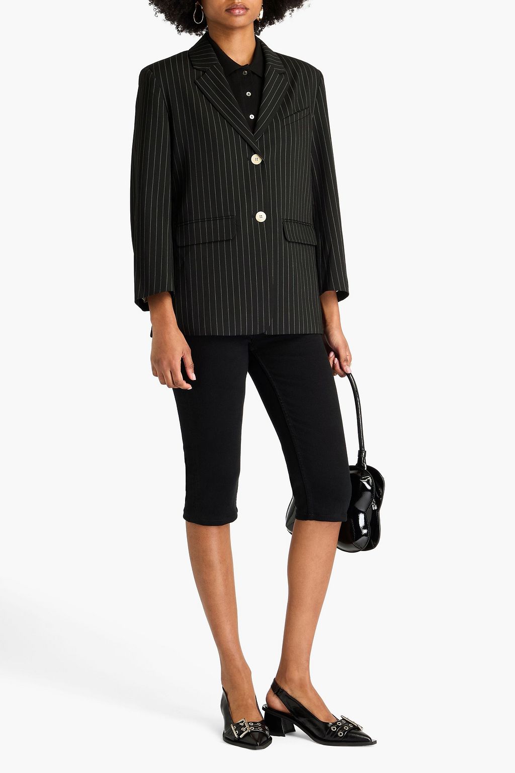 GANNI Blazer aus Twill mit Nadelstreifen