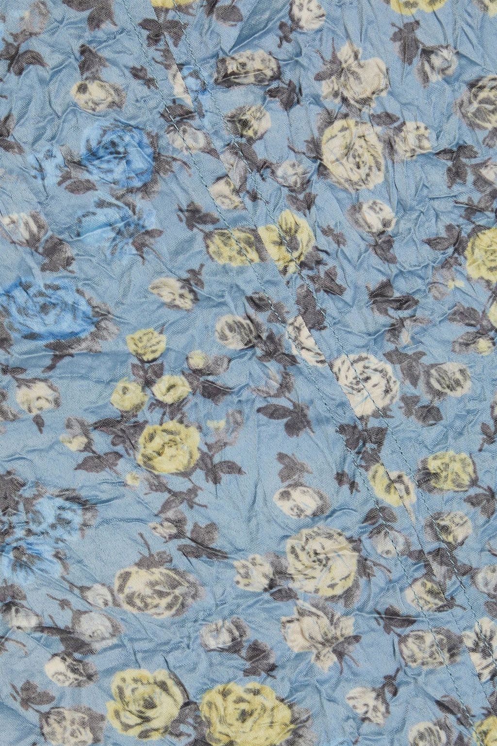 GANNI Crinkled floral-print satin midi dress