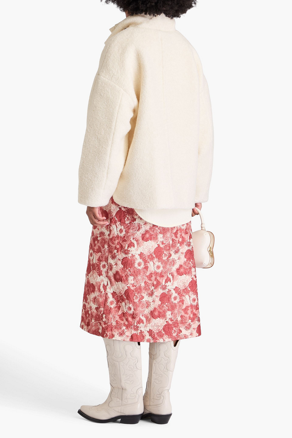 Ganni Boucle Wool-blend Drop Shoulder Jacket In Multi