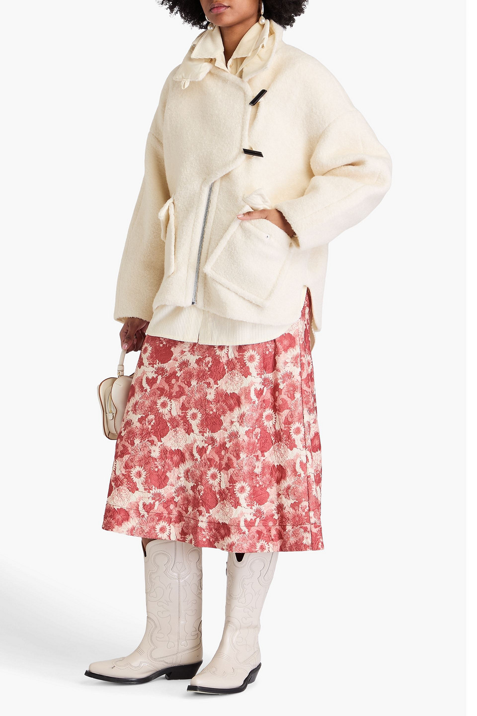 Ganni Boucle Wool-blend Drop Shoulder Jacket In Multi