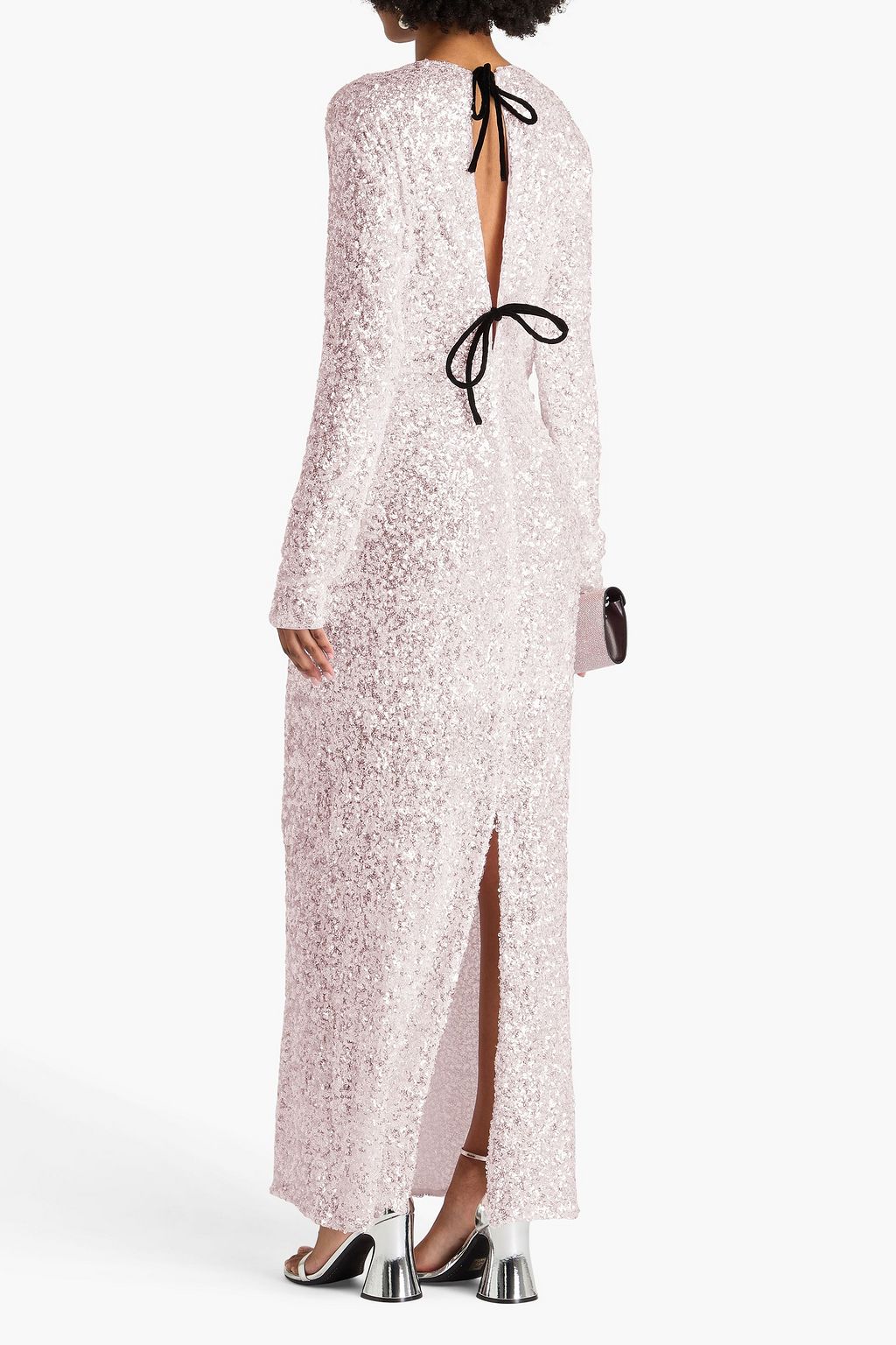 GANNI Cutout sequined stretch-tulle maxi dress