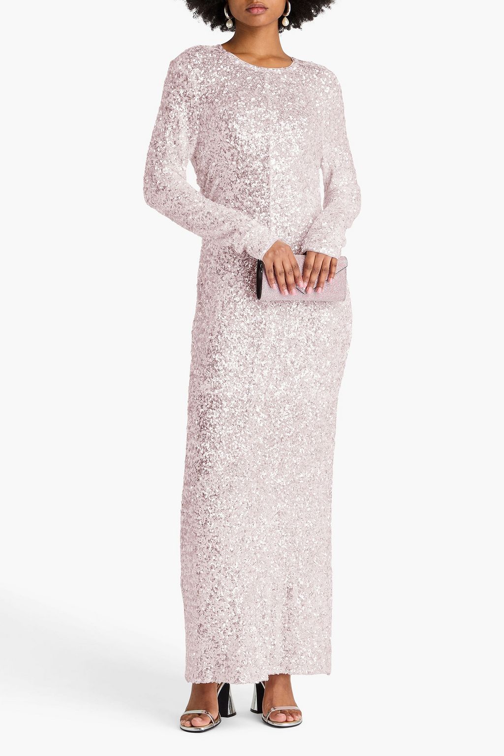 GANNI Cutout sequined stretch-tulle maxi dress