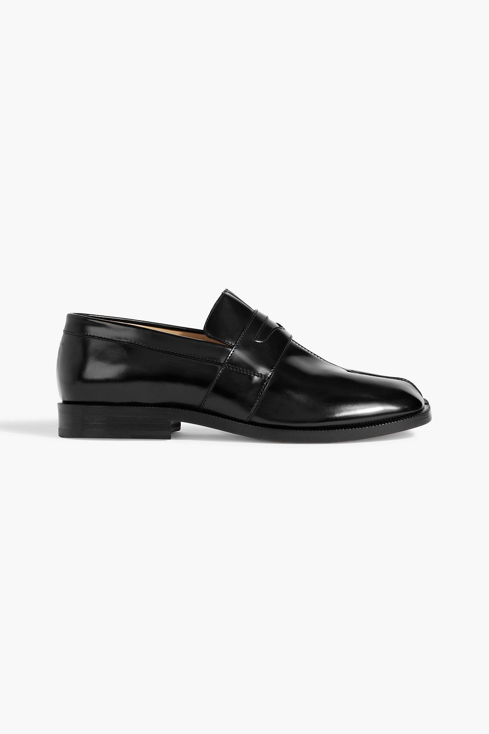 Maison Margiela Tabi Split-toe Glossed-leather Loafers In Black