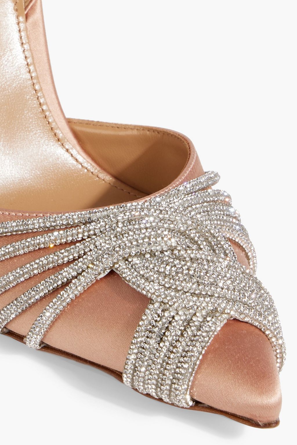 AQUAZZURA Gatsby Sling 105 crystal-embellished satin slingback pumps