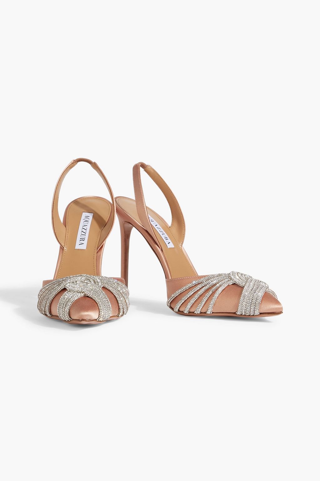AQUAZZURA Gatsby Sling 105 crystal-embellished satin slingback pumps