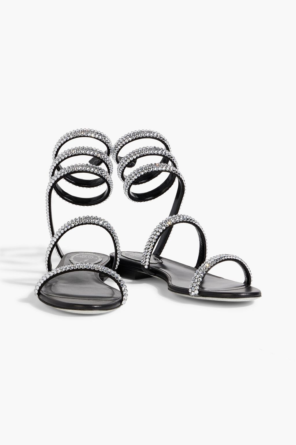 RENE' CAOVILLA Cleo crystal-embellished leather sandals
