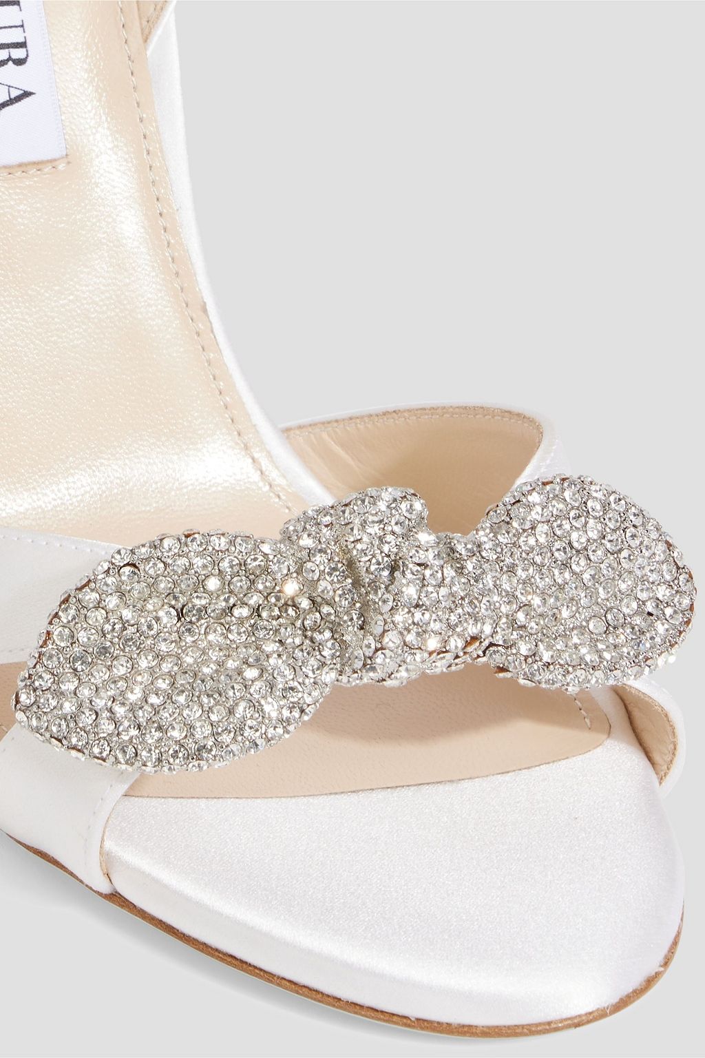 AQUAZZURA Very Bow Tie crystal-embellished satin slingback sandals