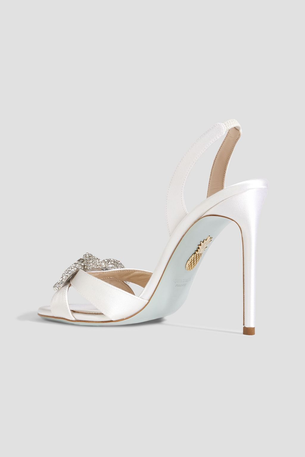 AQUAZZURA Very Bow Tie crystal-embellished satin slingback sandals