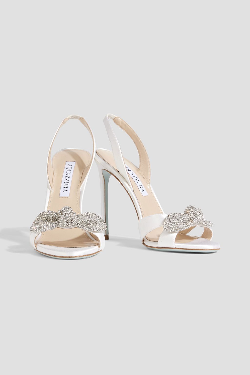 AQUAZZURA Very Bow Tie crystal-embellished satin slingback sandals