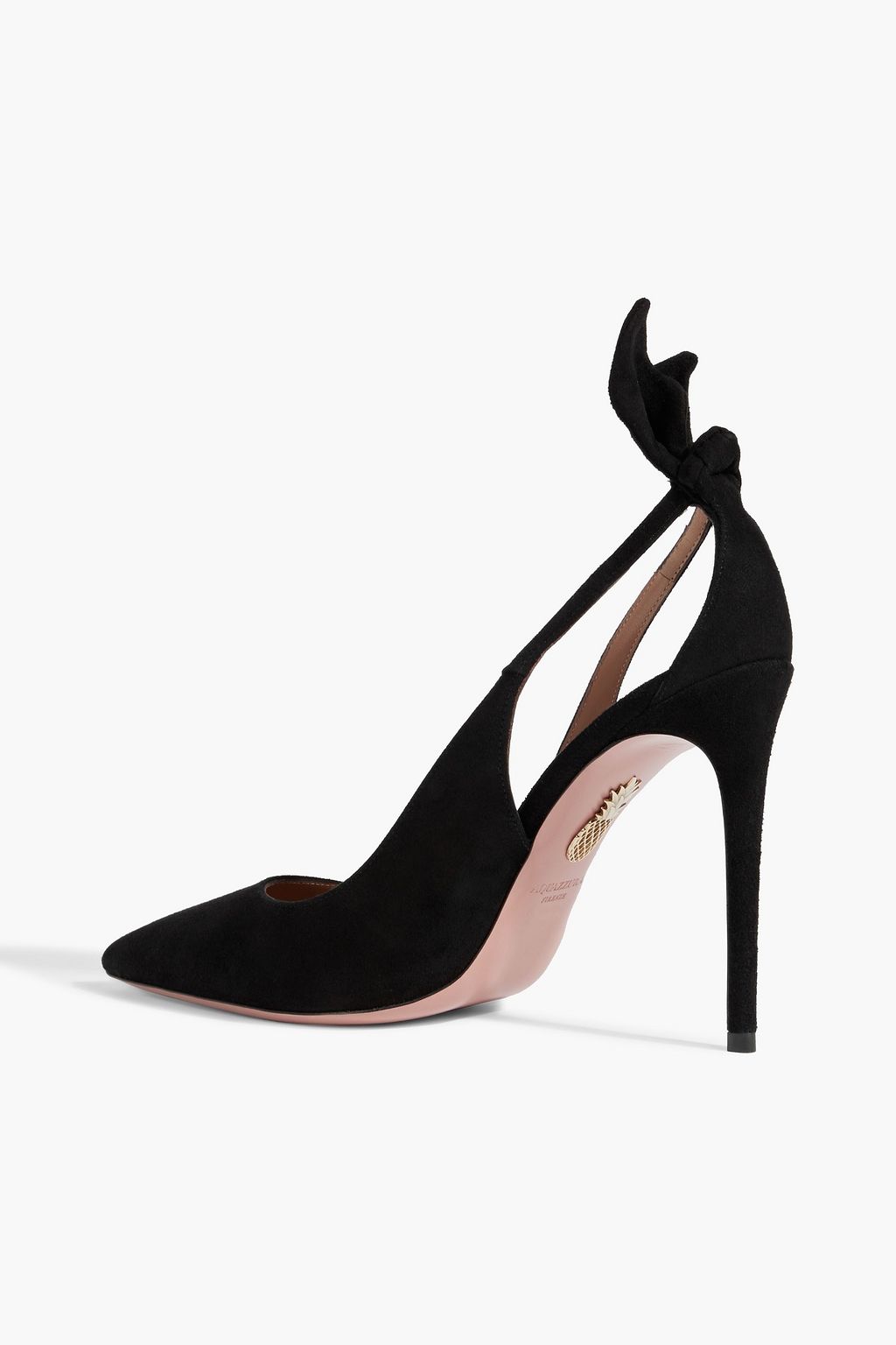 AQUAZZURA Deneuve Bow 105 suede pumps