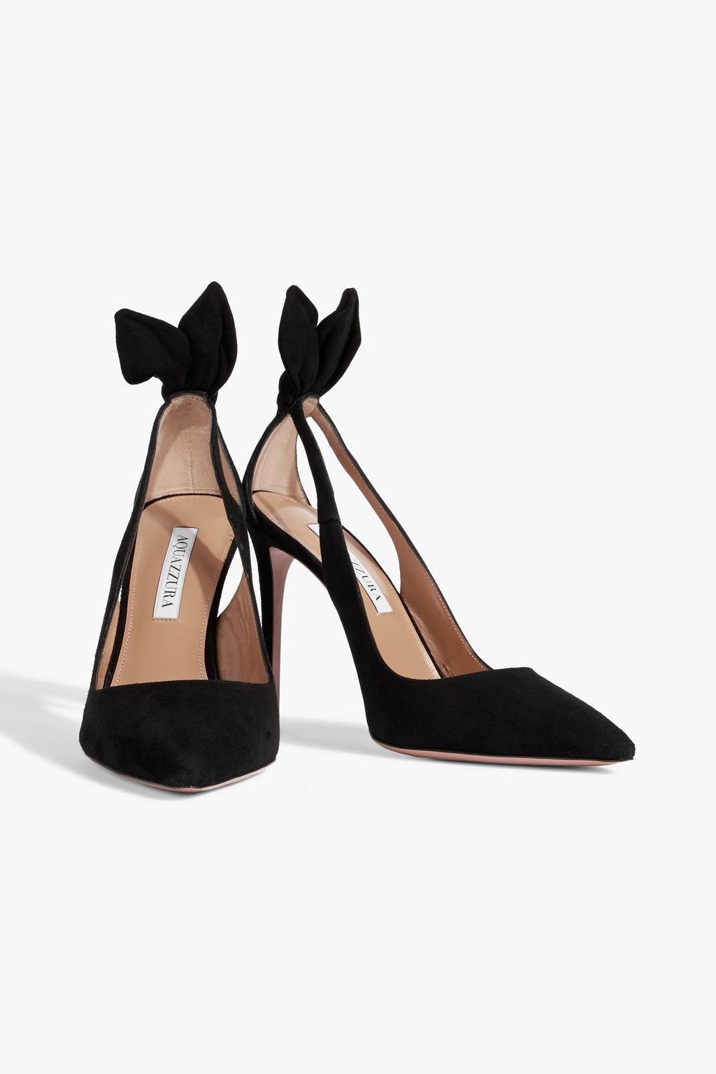 AQUAZZURA Deneuve Bow 105 suede pumps