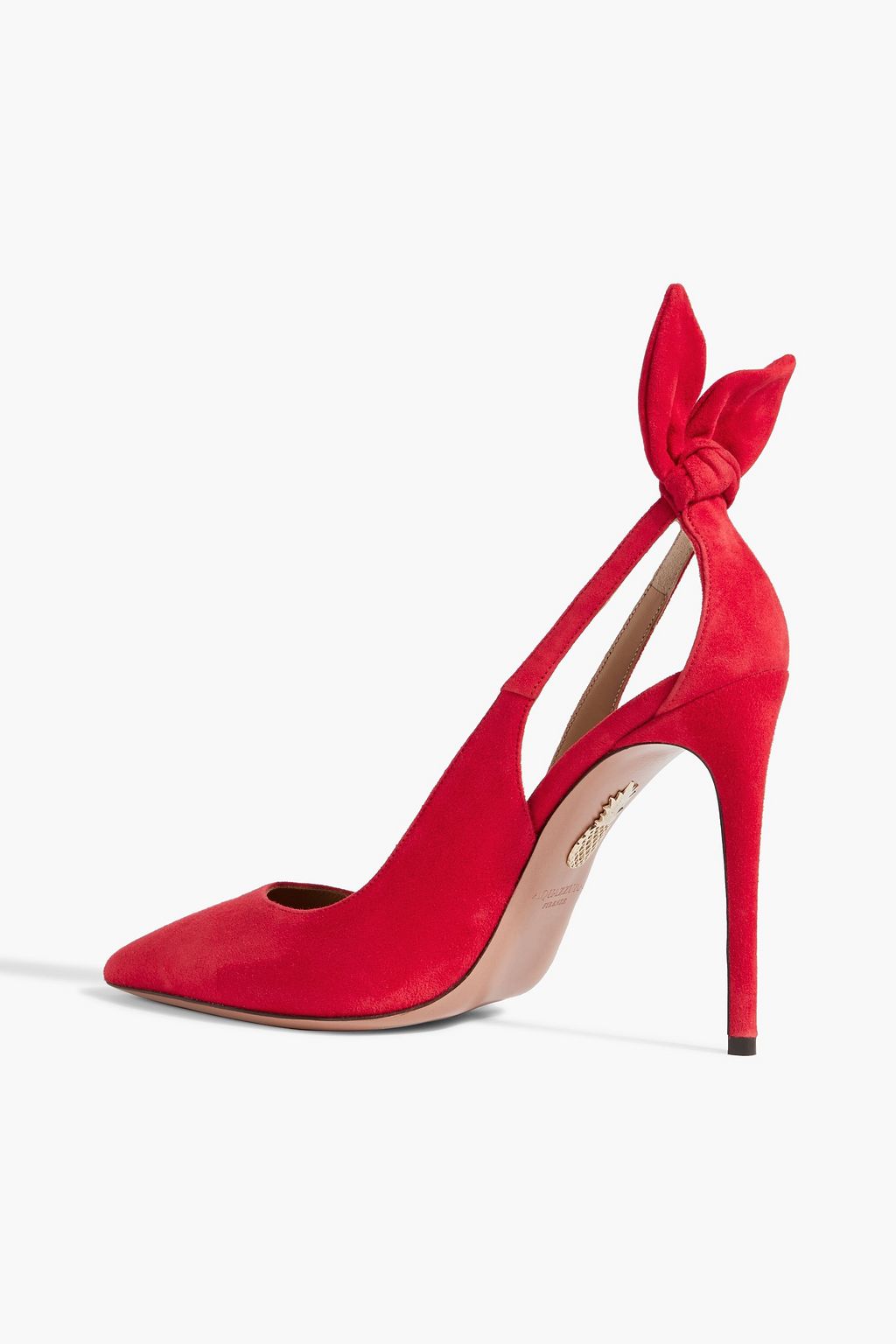 AQUAZZURA Deneuve Bow 105 suede pumps