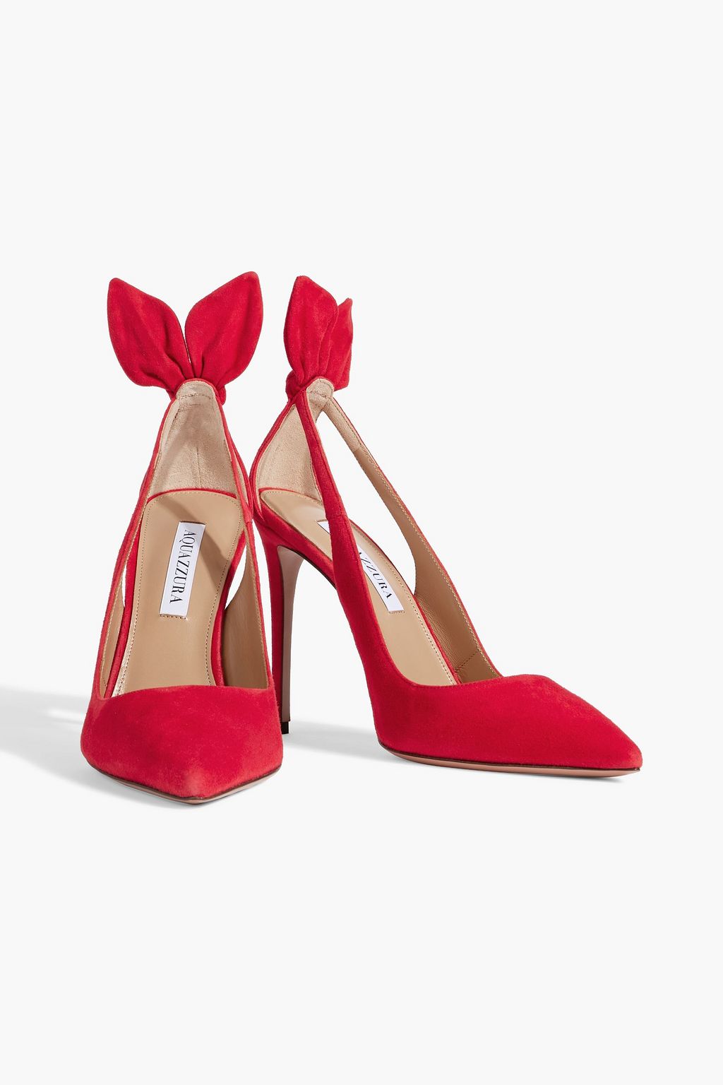 AQUAZZURA Deneuve Bow 105 suede pumps