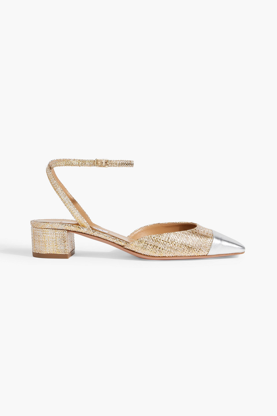 Aquazzura French Flirt 35 Metallic Leather And Faux Raffia Pumps