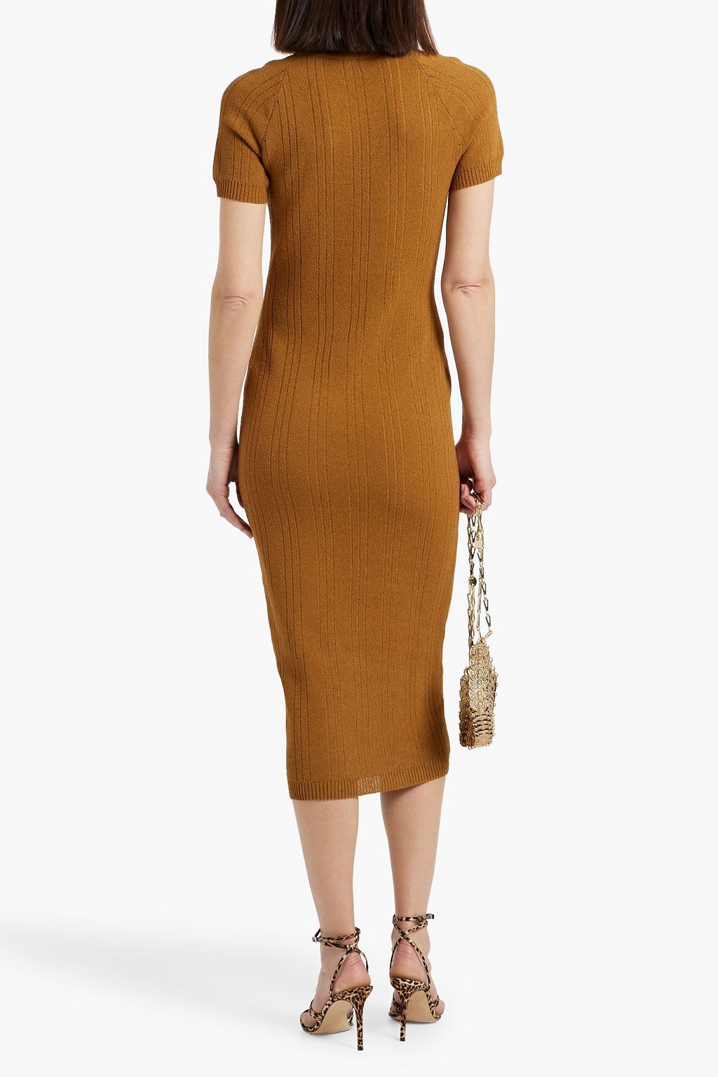 BALMAIN Ribbed bouclé-knit cotton-blend midi dress